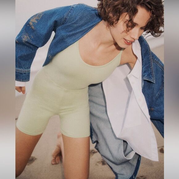 Madewell NWT Knit Biker Unitard: Botanical Dye Edition Size Small - Picture 6 of 8